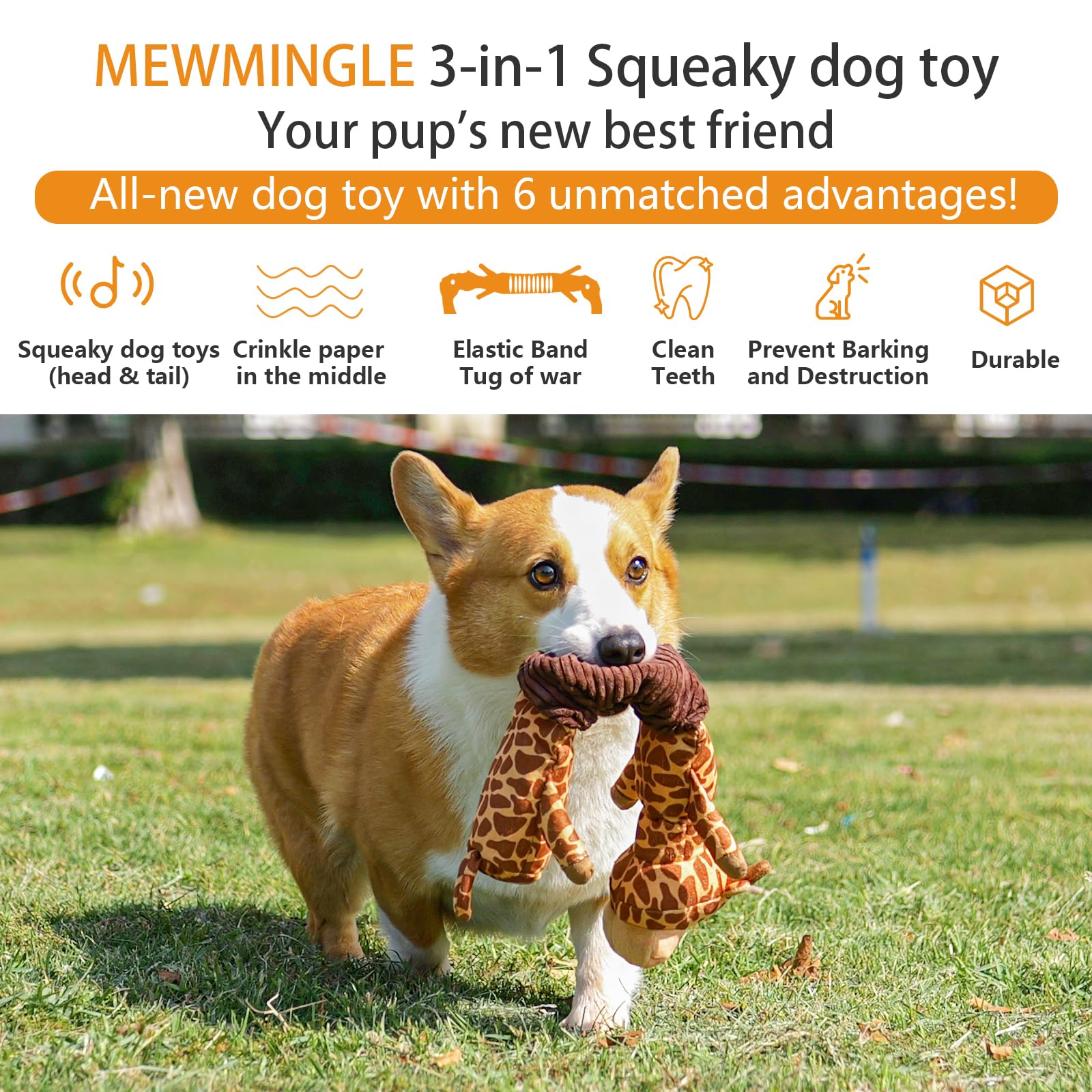 MEWMINGLE giraffe toy elastic band emphasizes tug-of-war fun and bond-building