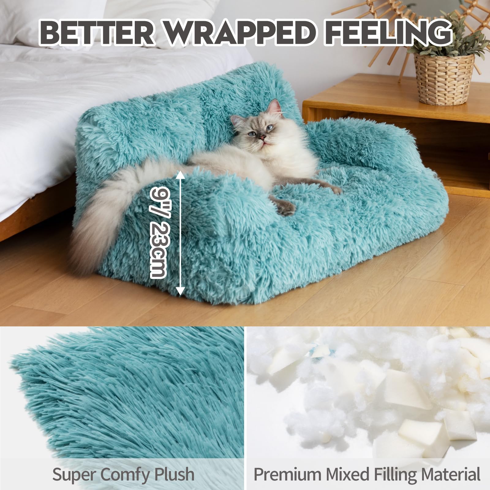 Mewoo Dog Couch anti-slip bottom keeps bed in place on slick floors.