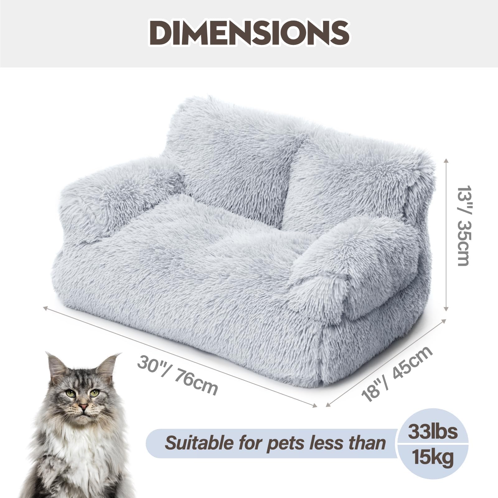 Mewoo dog couch anti-slip bottom keeps it stable on wood floors.
