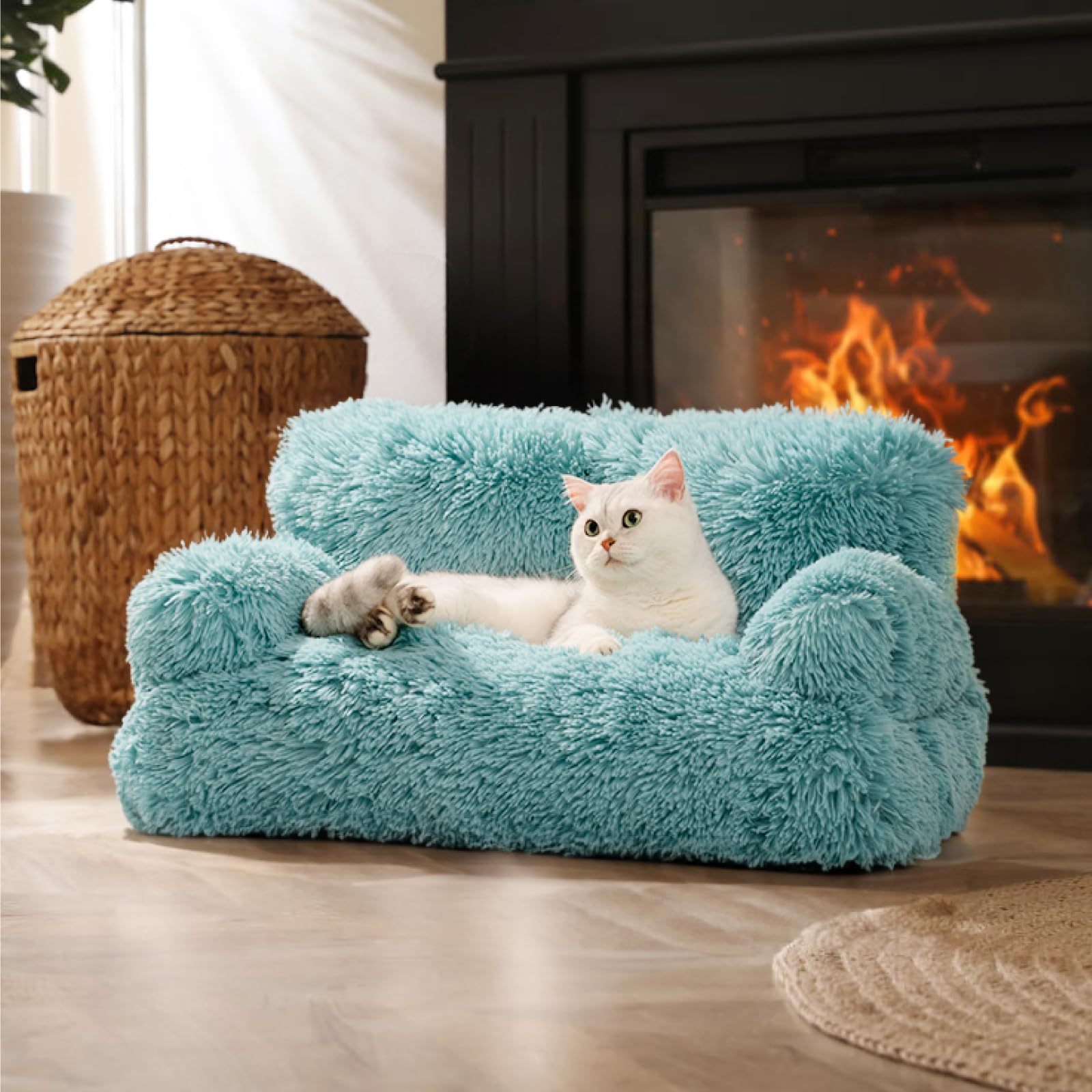 Mewoo Dog Couch front view highlighting plush cushioning and supportive base.
