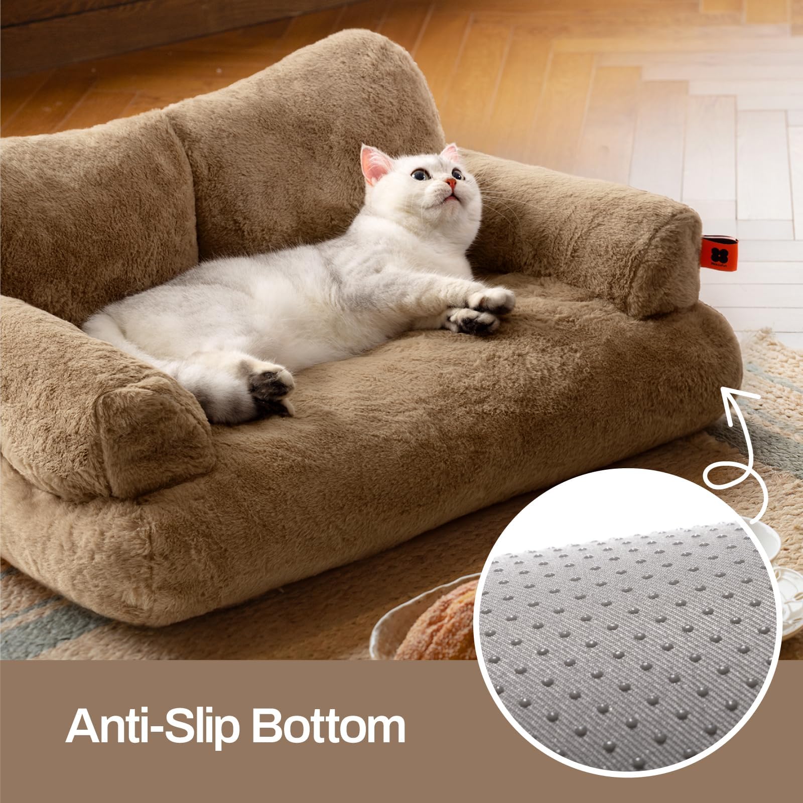 MEWOOFUN dog couch in-use scene with small dog resting contentedly