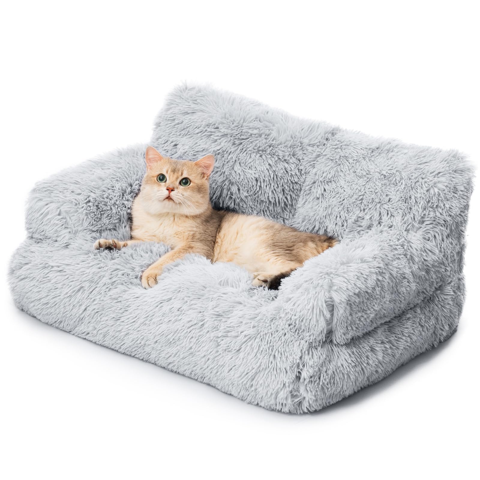 Mewoo pet couch in living room complements decor while pets settle.