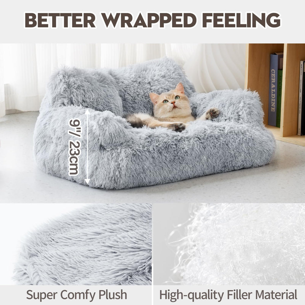 Mewoo pet couch raised armrests provide a secure cozy spot.
