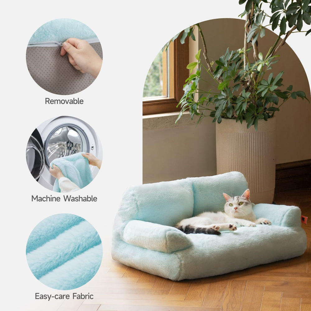 MEWOOFUN cat bed closeup fluff showcases soft texture for comfort