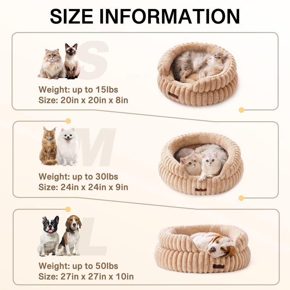 MEWOOFUN cat bed camel round care guidance helps maintain plush softness