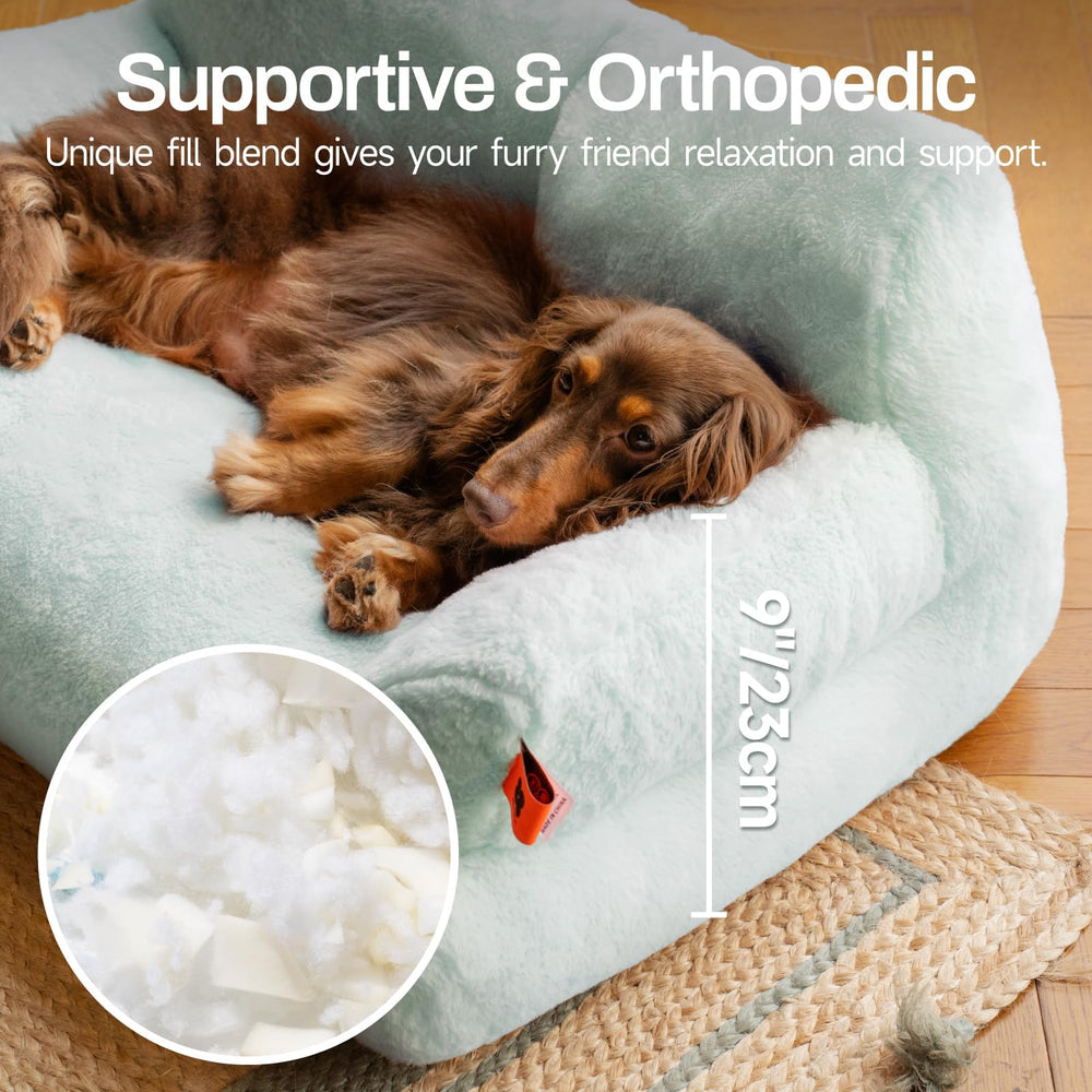 MEWOOFUN cat bed top view emphasizes a 26 by 14.5-inch footprint