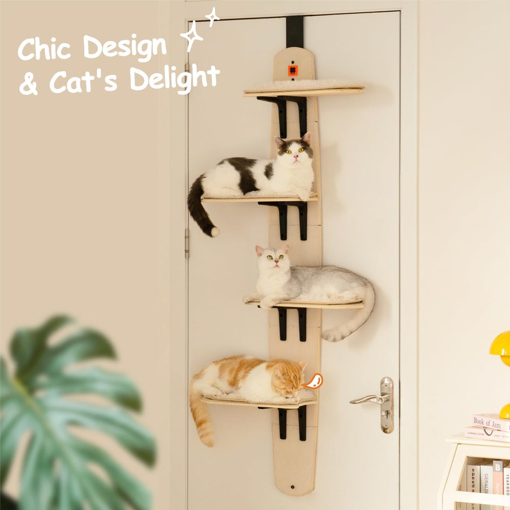 MEWOOFUN cat shelves four levels emphasize multi-tier climb for active indoor cats