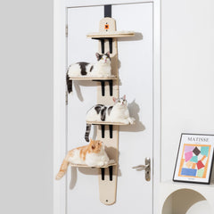 MEWOOFUN cat tree door-mounted climber main view shows space-saving design and elevated play