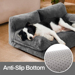 MEWOOFUN dog-bed-non-slip-bottom keeps stable on smooth floors.