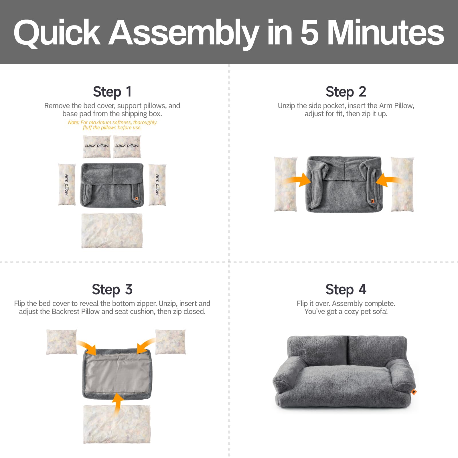 MEWOOFUN bed-inner-filling accessible for easy cleaning.