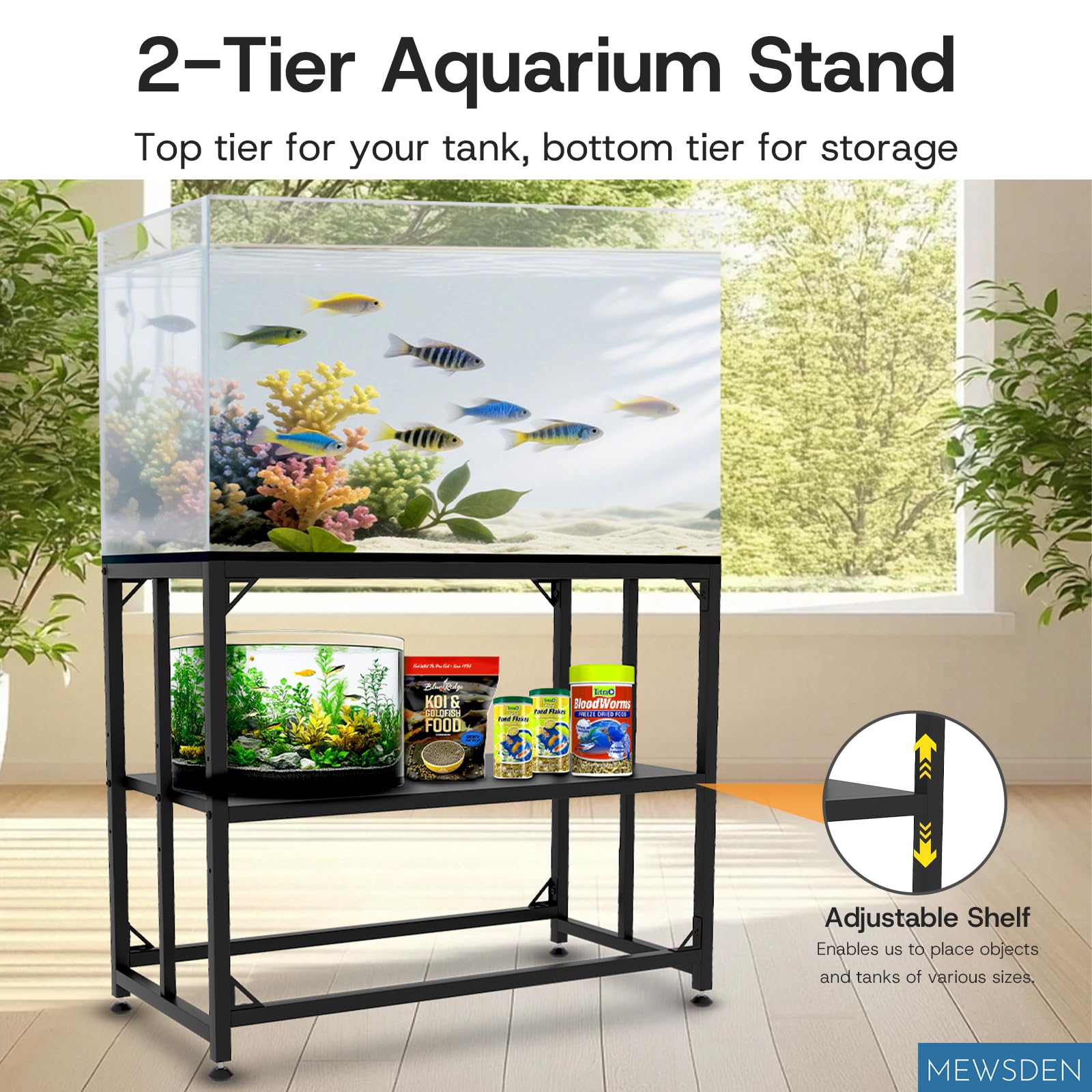 MEWSDEN second shelf stores reptile or breeder tanks up to 150 lb