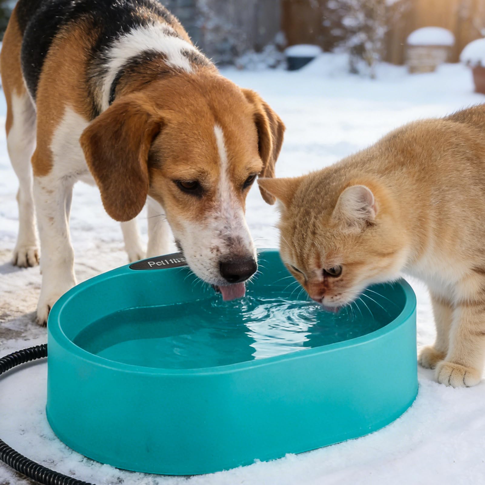 MEWTOGO 3.7L heated water bowl for outdoor dogs and cats maintains hydration in cold weather