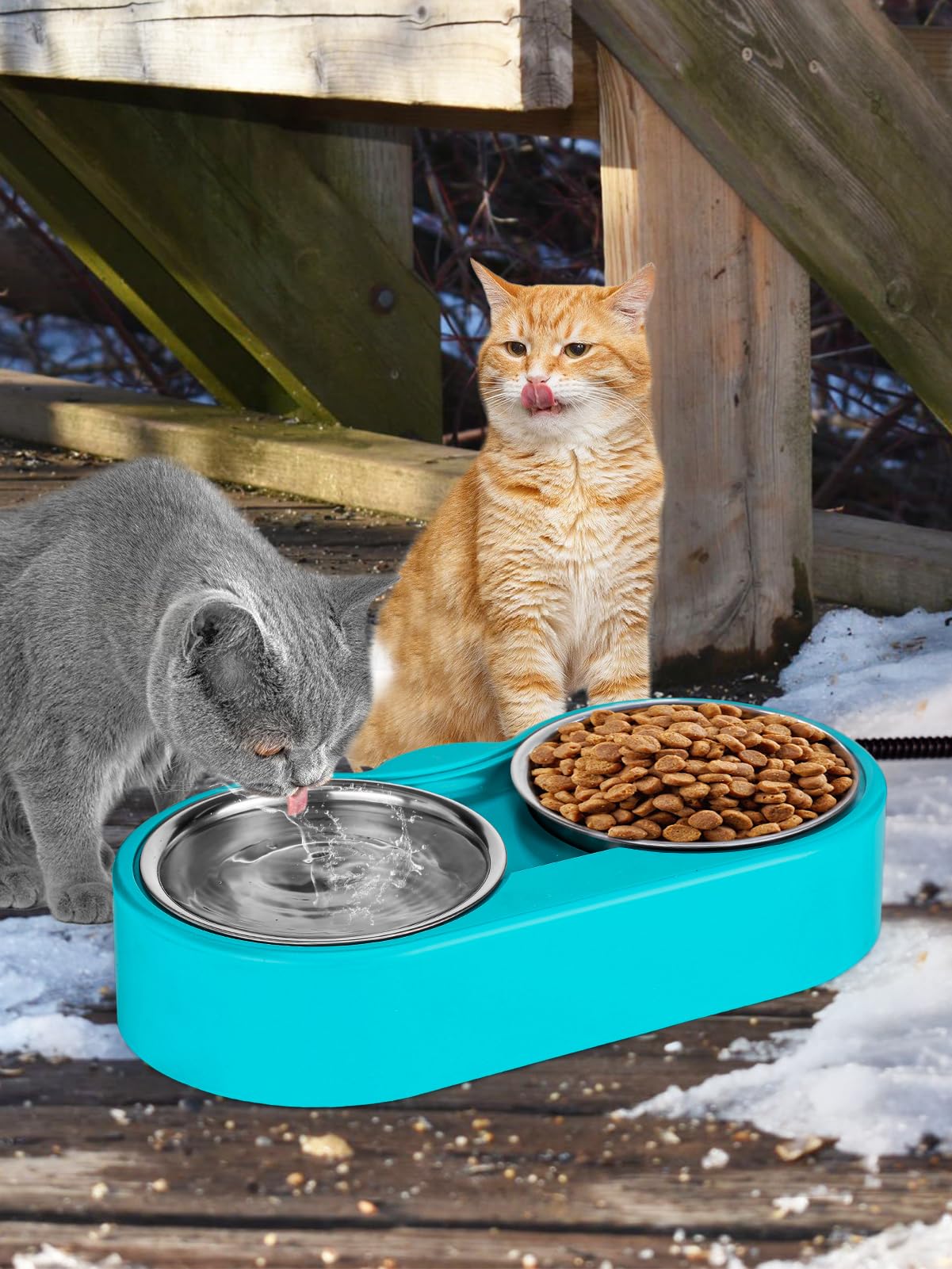 MEWTOGO anti-freeze-water-bowl prevents freezing in frigid weather.