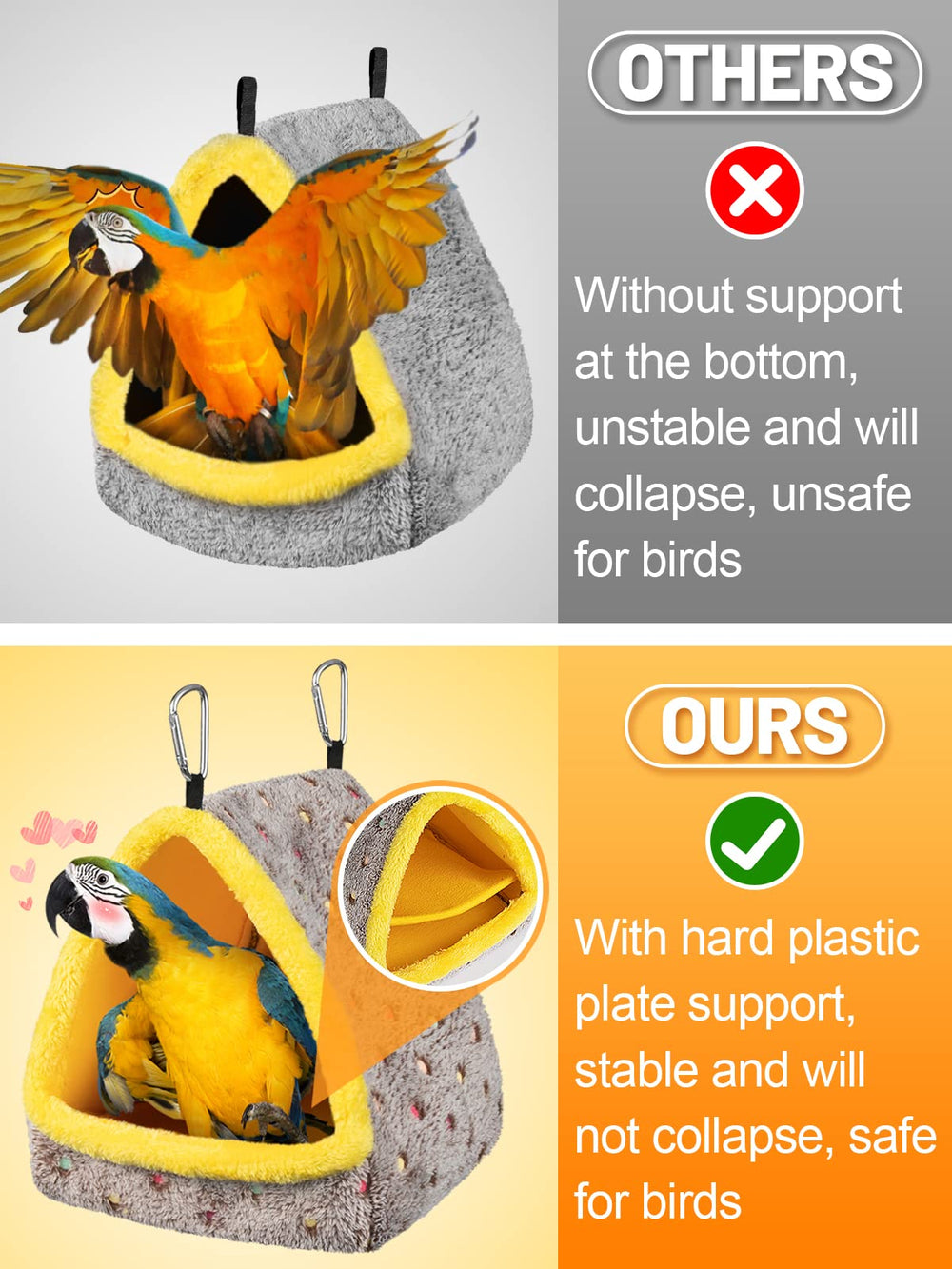 MEWTOGO bird nest inside cage demonstrates secure resting space