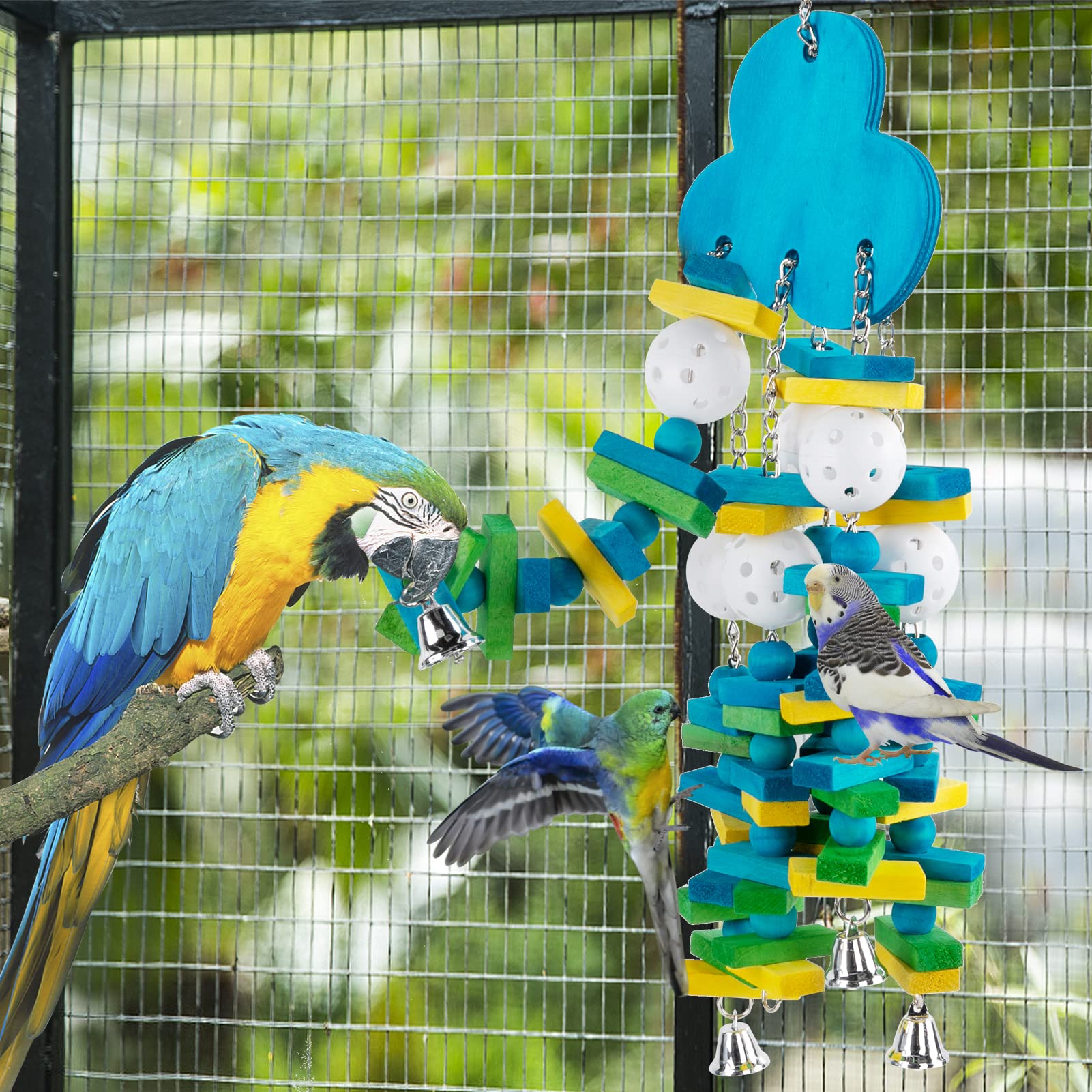 MEWTOGO blueberry parrot toy easy hang hook for quick setup