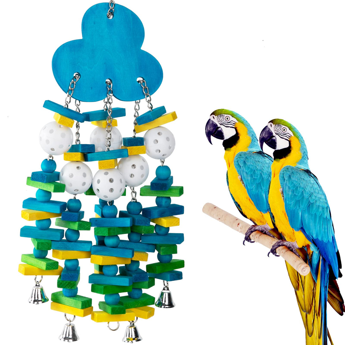 MEWTOGO blueberry parrot toy wood blocks engage parrots in safe chewing