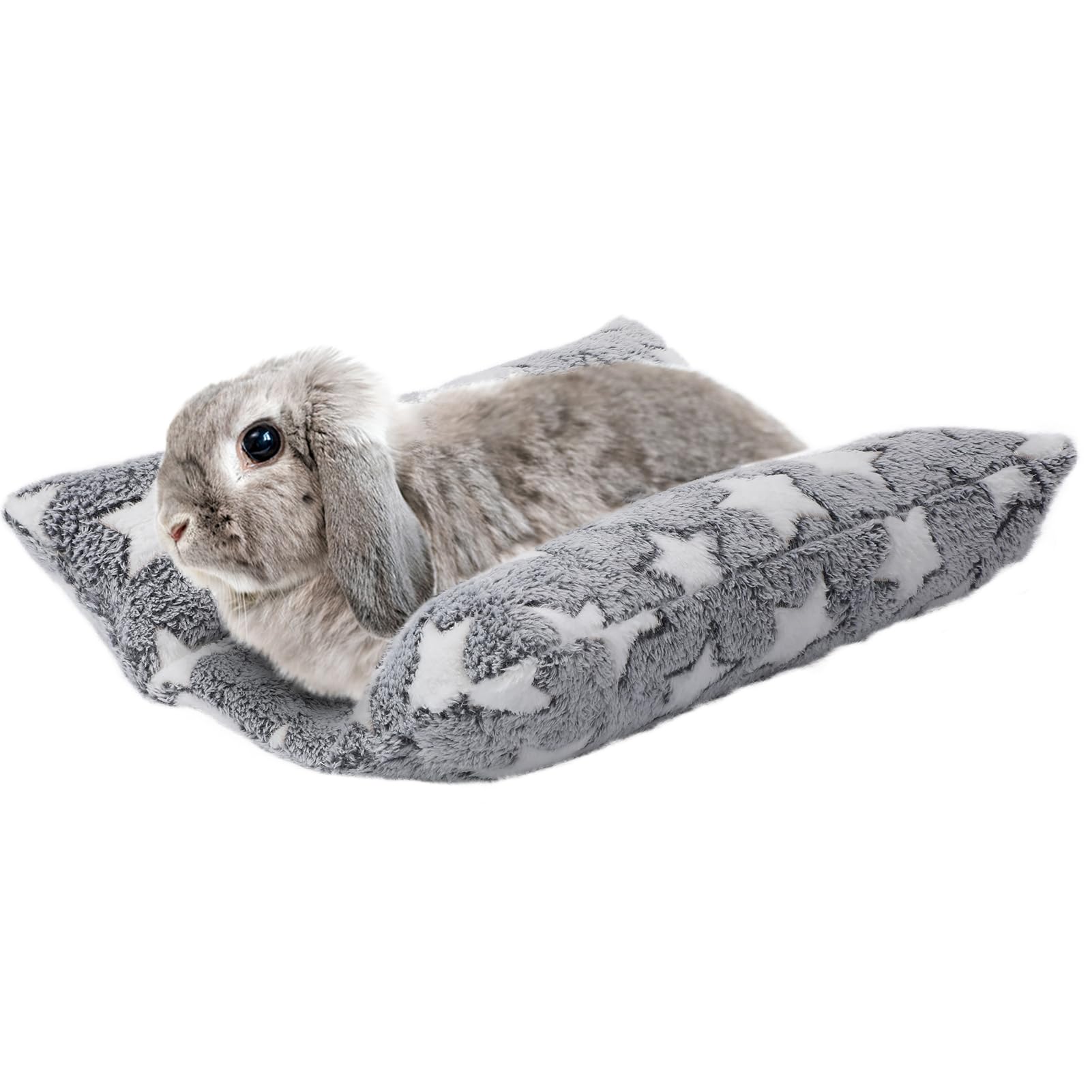 MEWTOGO bunny bed gray star top view with cozy nest for small pets