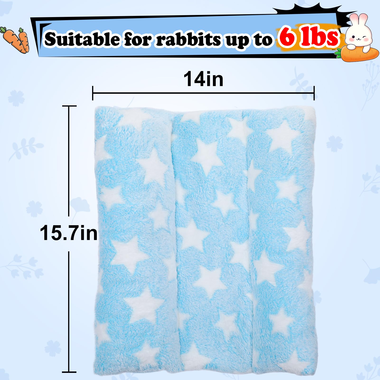MEWTOGO bunny bed 15x14 inches fits small rabbits up to 6 pounds.