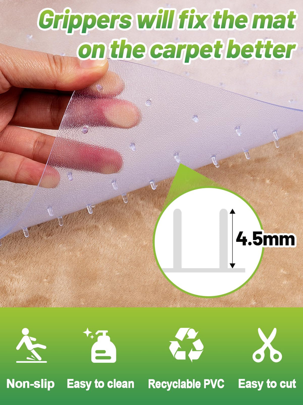 MEWTOGO carpet protector non-slip back detail keeps protector secure