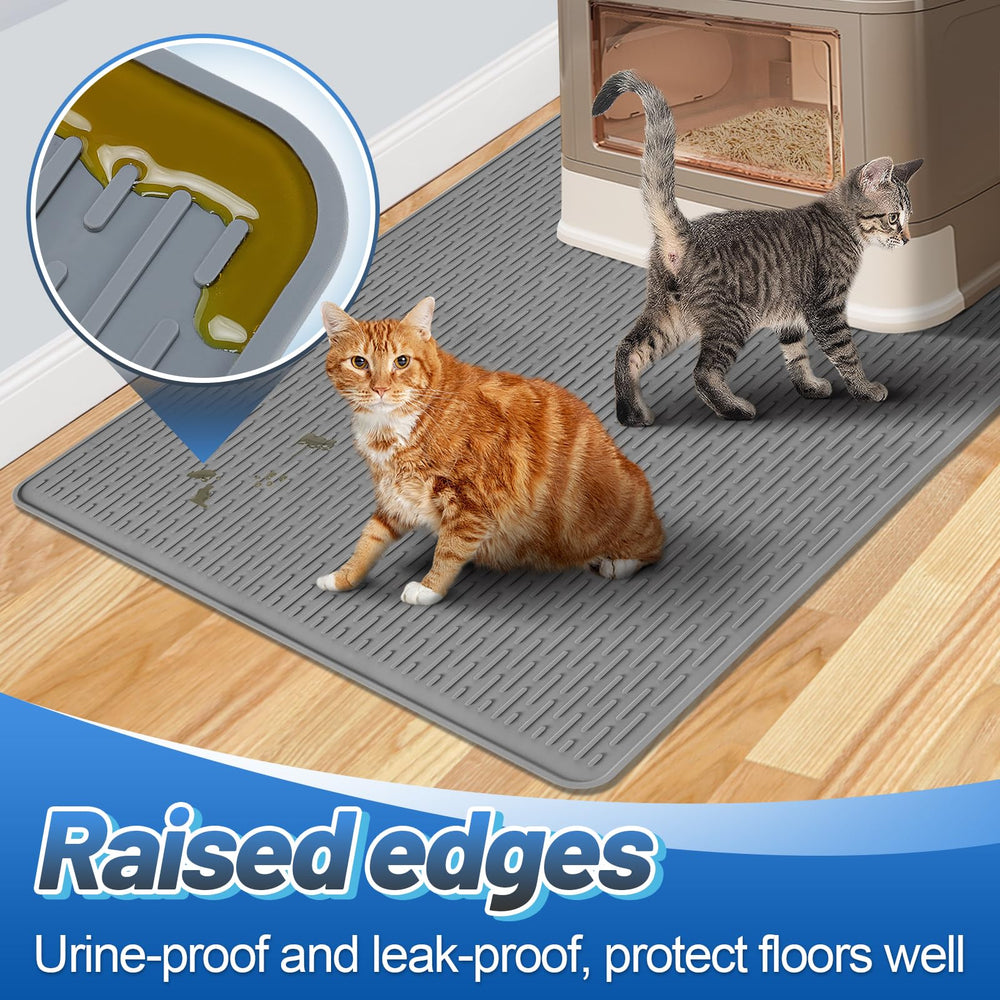 MEWTOGO mat placed by litter box entrance reduces tracking
