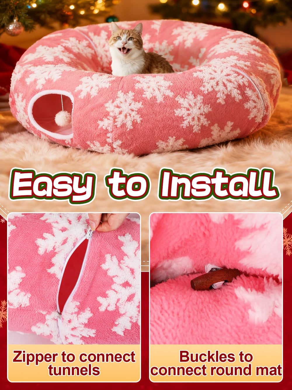 MEWTOGO cat tunnel anti-slip base stays secure for safe indoor play.