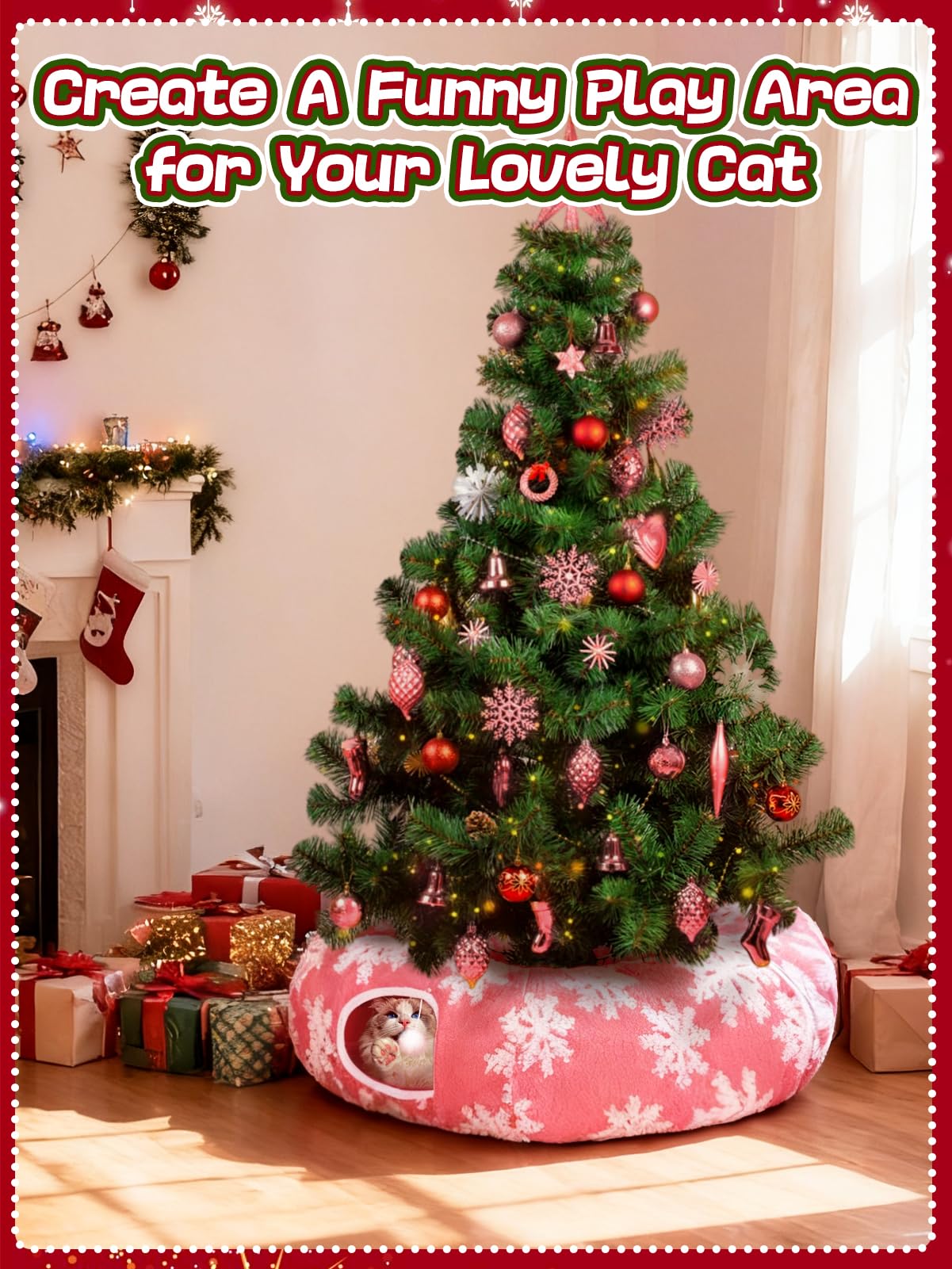 MEWTOGO cat tunnel zipper maze design creates a fun cat playground around the tree.