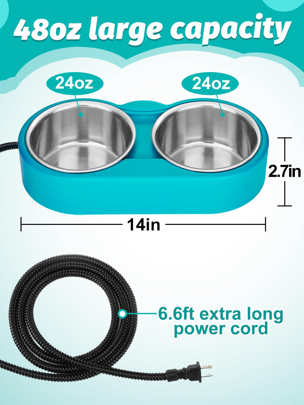 MEWTOGO chew-proof-cord protects power connection during outdoor use.