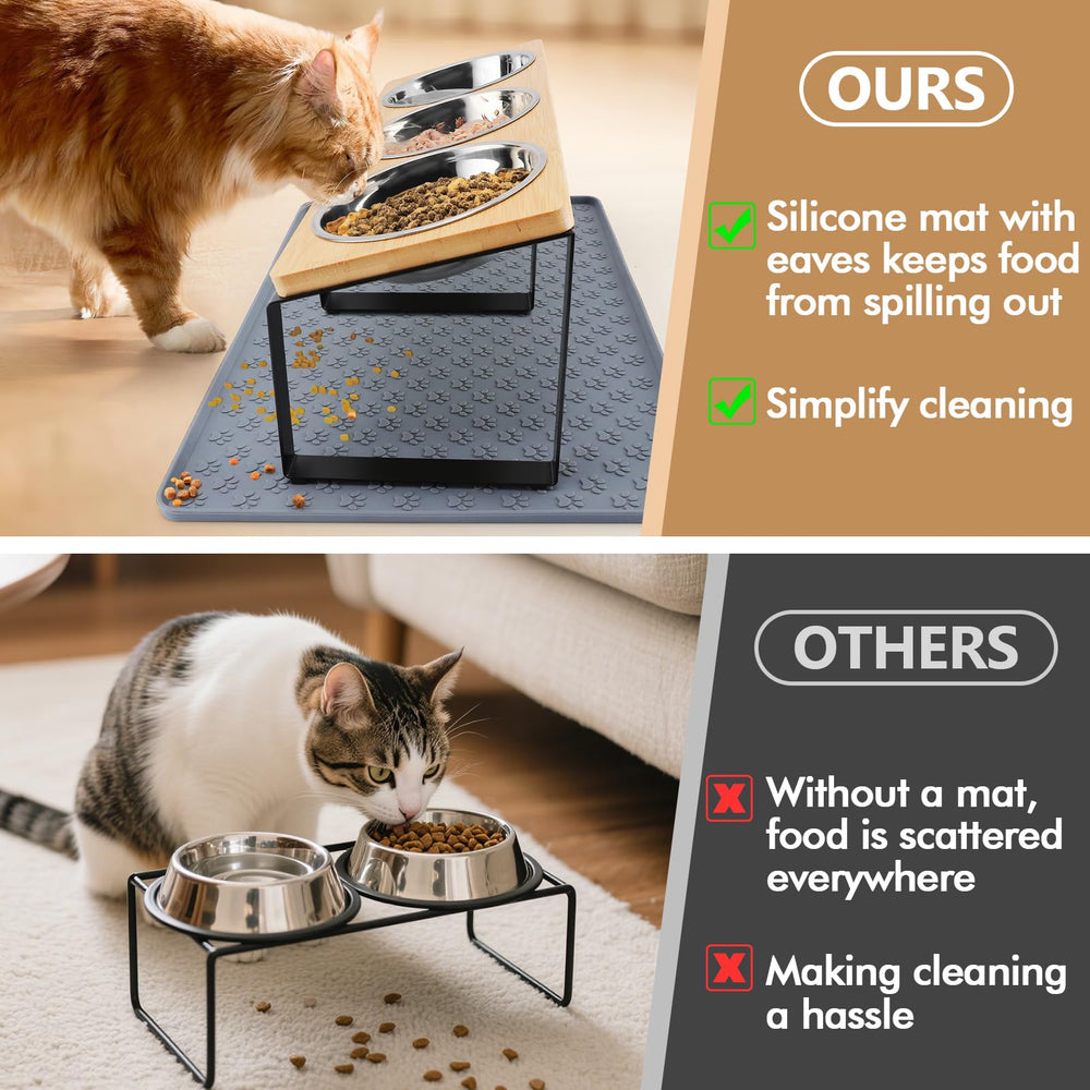 MEWTOGO detachable stainless steel bowls enable separate water, dry, and wet portions.