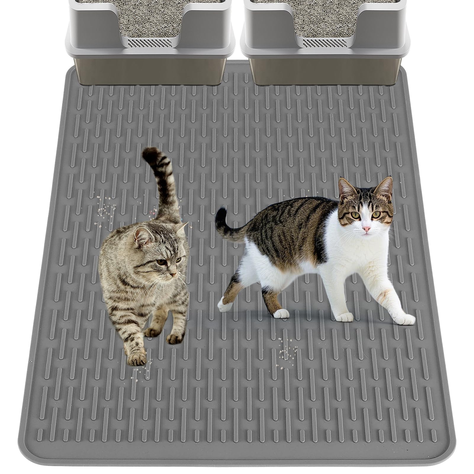 MEWTOGO Easy Clean Silicone Cat Mat close-up showing raised ridges trap litter
