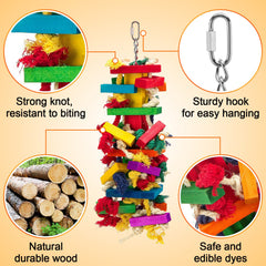 MEWTOGO extra large wood bird toy Amazon parrot colorful knots for engagement