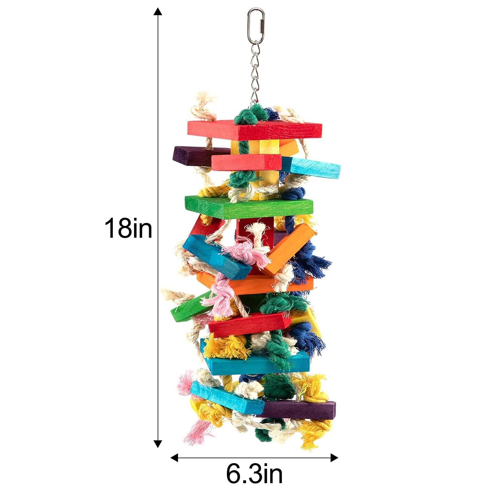 MEWTOGO extra large wood bird toy sturdy chain hardware for safety play