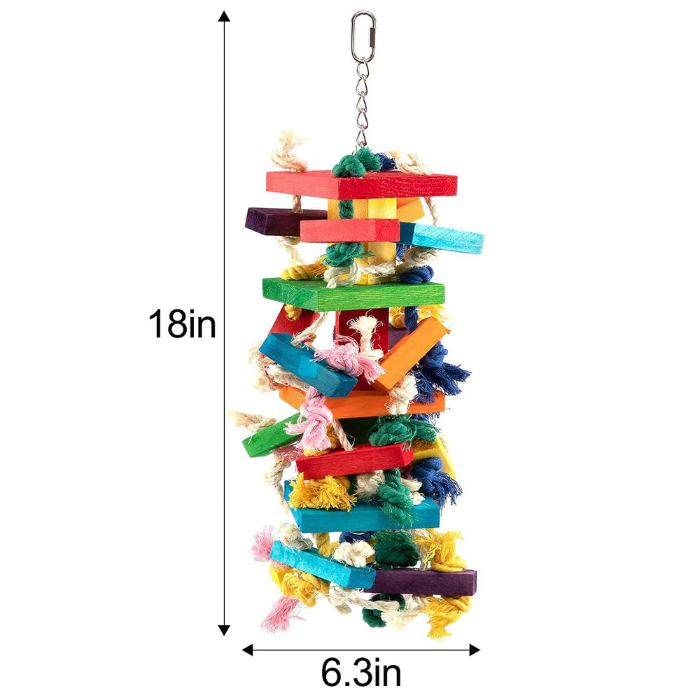 MEWTOGO extra large wood bird toy sturdy chain hardware for safety play