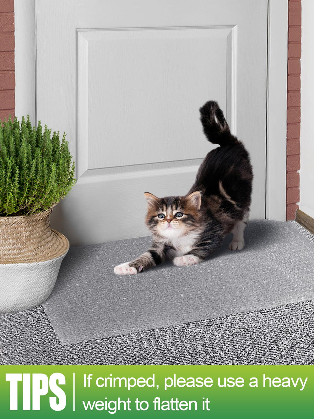 MEWTOGO floor runner under doorway helps prevent tearing from paws