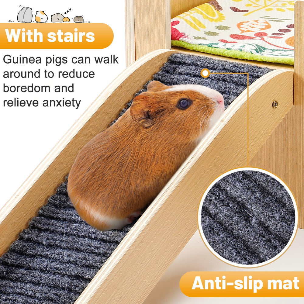 MEWTOGO guinea pig stairs with plush mats support safe climbing.