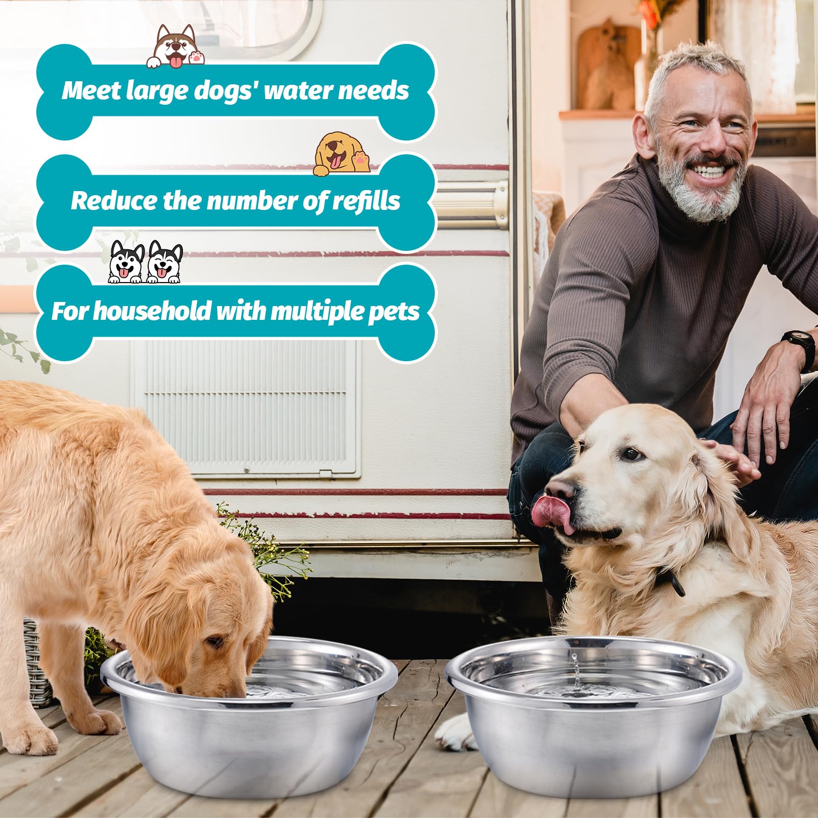 MEWTOGO indoor outdoor dog bowls in versatile setting for large breeds