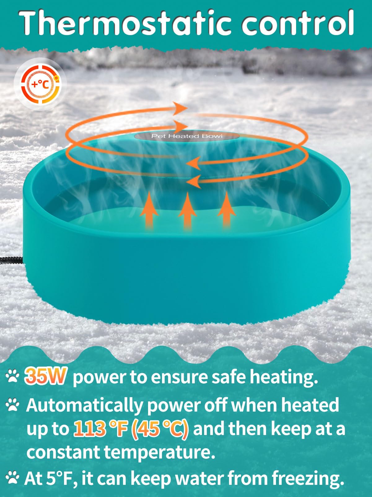 MEWTOGO 3.7L capacity water bowl provides ample hydration for various outdoor pets