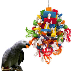 MEWTOGO large parrot toy blocks side view promotes active chewing