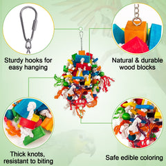 MEWTOGO natural wood parrot toy blocks texture highlights safe materials