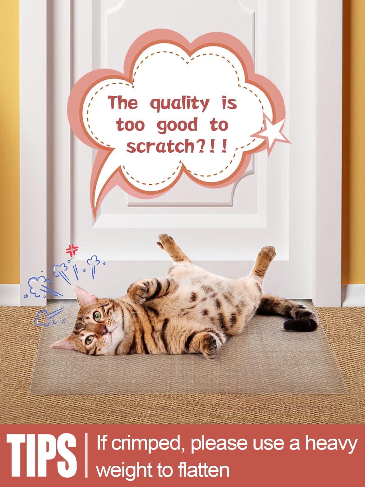MEWTOGO packaging roll flat after shipping requires weights