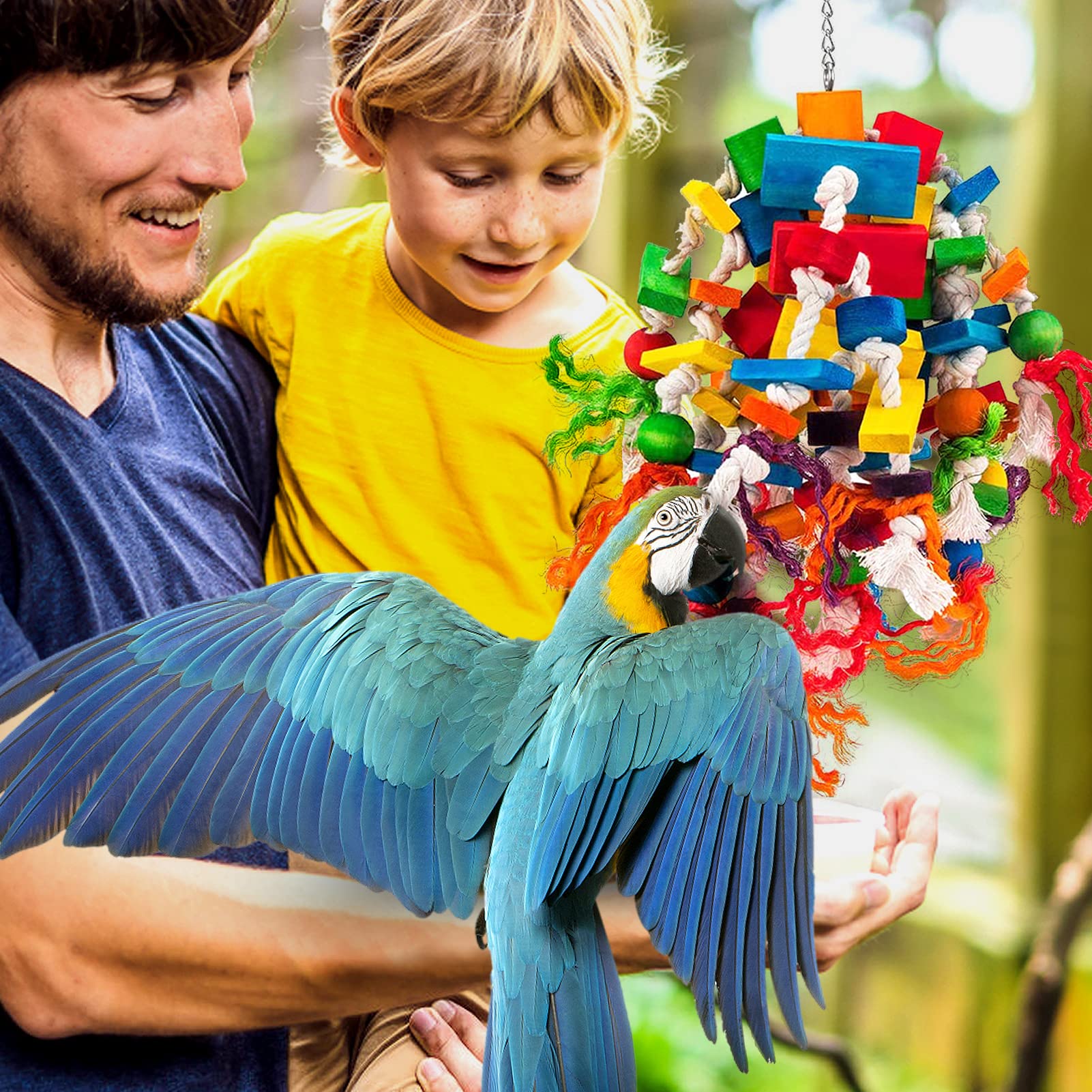 MEWTOGO parrot toy blocks in play scenario bird enjoying activity