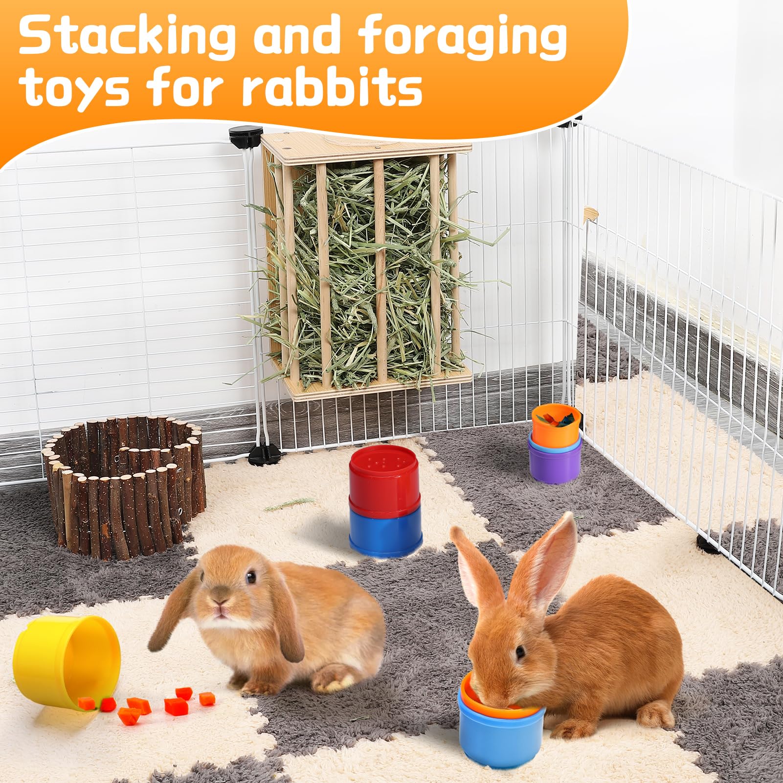 MEWTOGO stacking cups rainbow stacked demonstrates compact storage and multi-size play