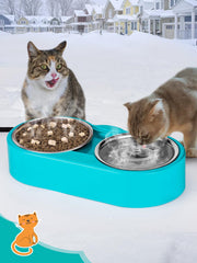 MEWTOGO stainless-bowls-removable for easy cleaning and refills.