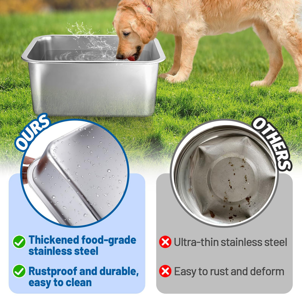 Mewtogo stainless-steel dog bowl close-up shows rust-proof surface and easy cleaning.