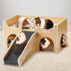 MEWTOGO upgraded guinea pig castle assembly demonstrates sturdy construction for a long-lasting shelter.