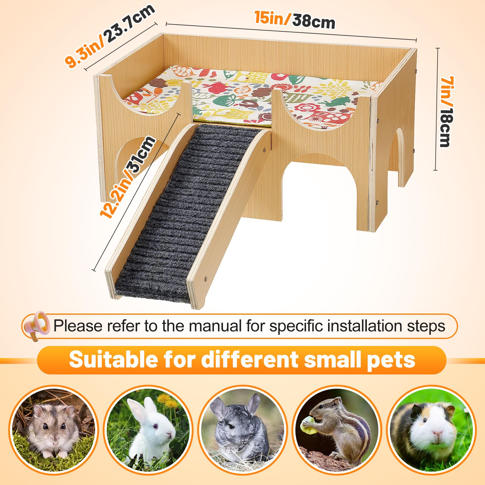MEWTOGO upgraded guinea pig castle full setup ready for playtime and rest.