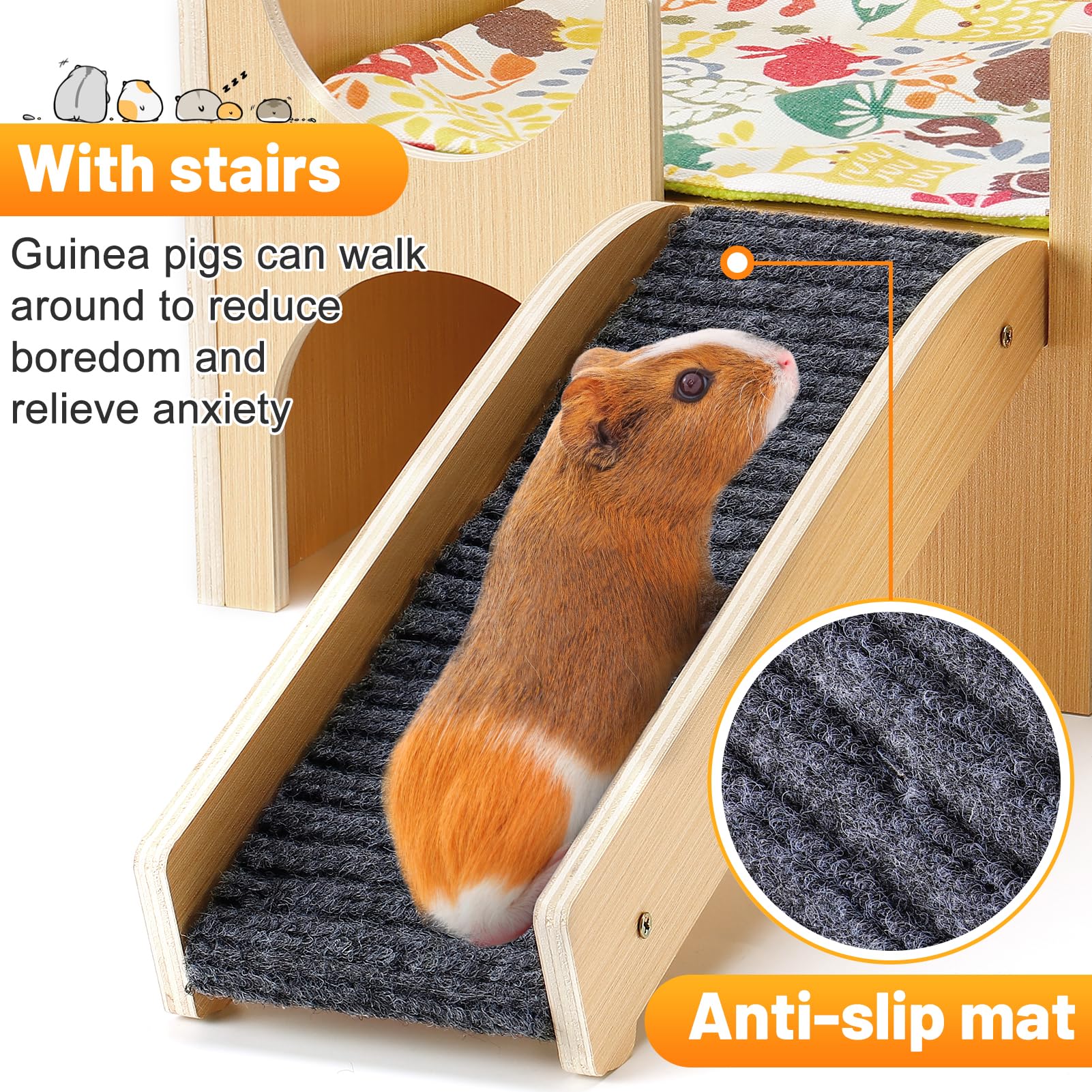 MEWTOGO guinea pig castle interior with multiple tunnels offers cozy retreats.