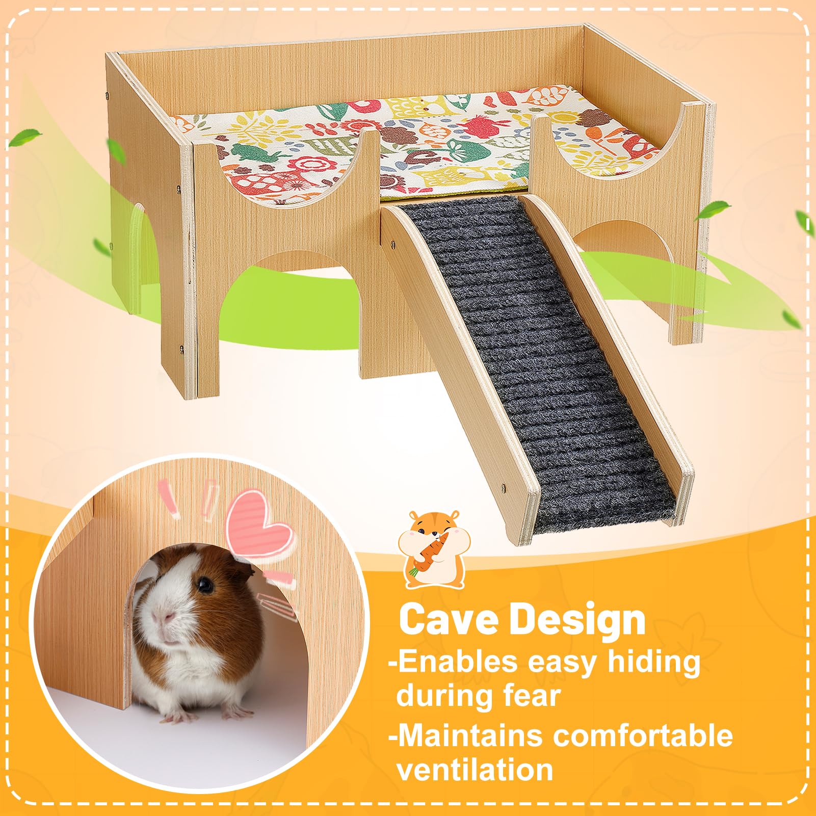 MEWTOGO guinea pig castle with plush stairs encourages exploration and activity.