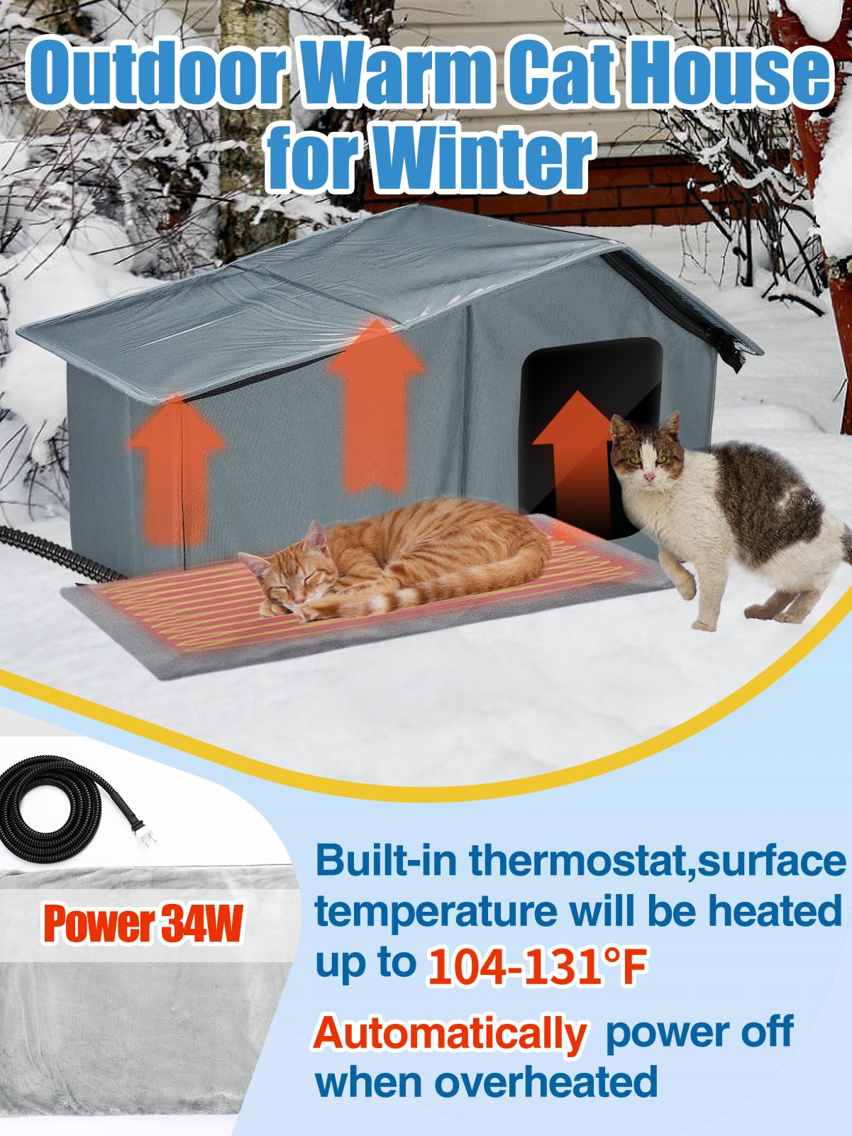 MEWTOGO cat house door curtain blocks wind for shelter protection