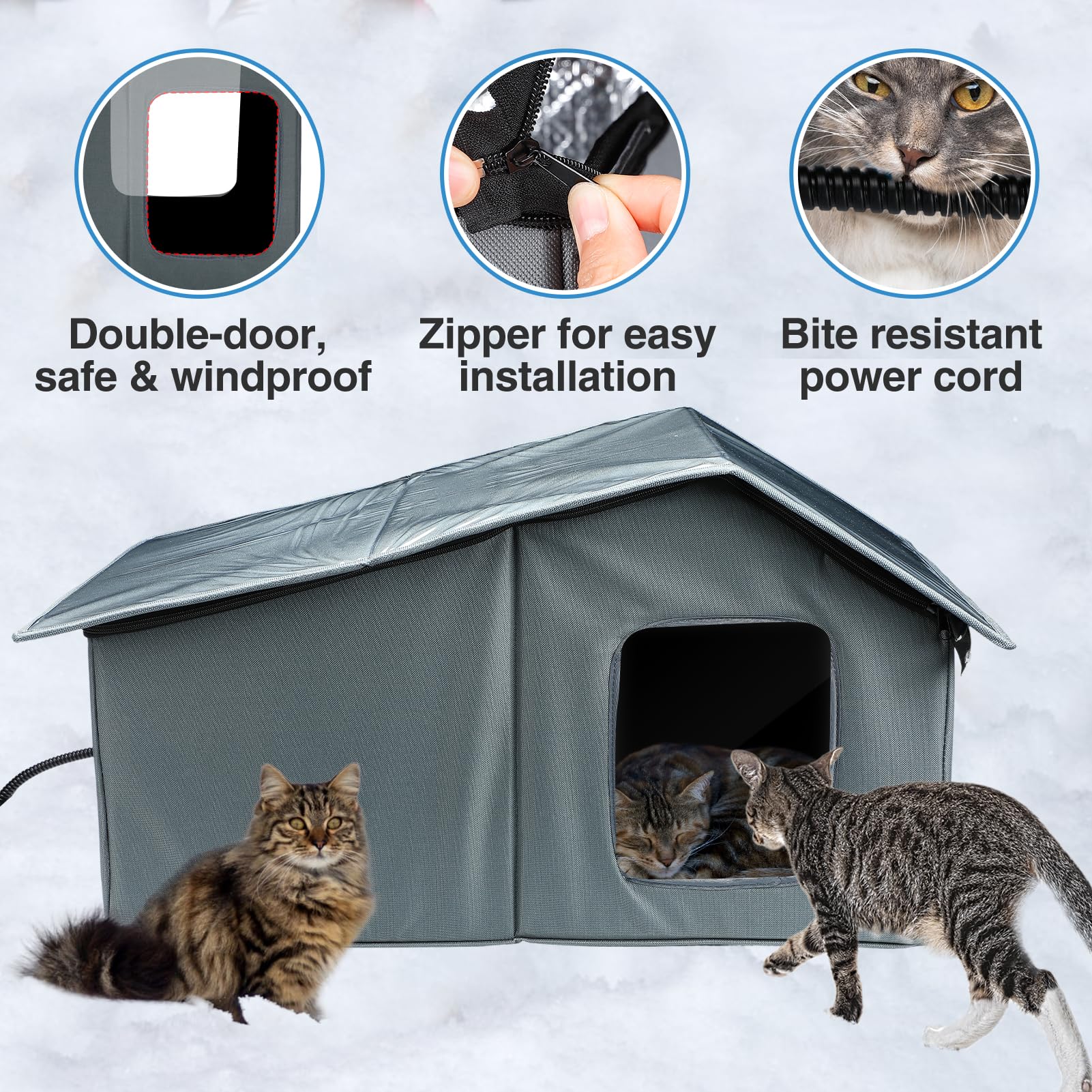 MEWTOGO cat house placed in yard for outdoor shelter