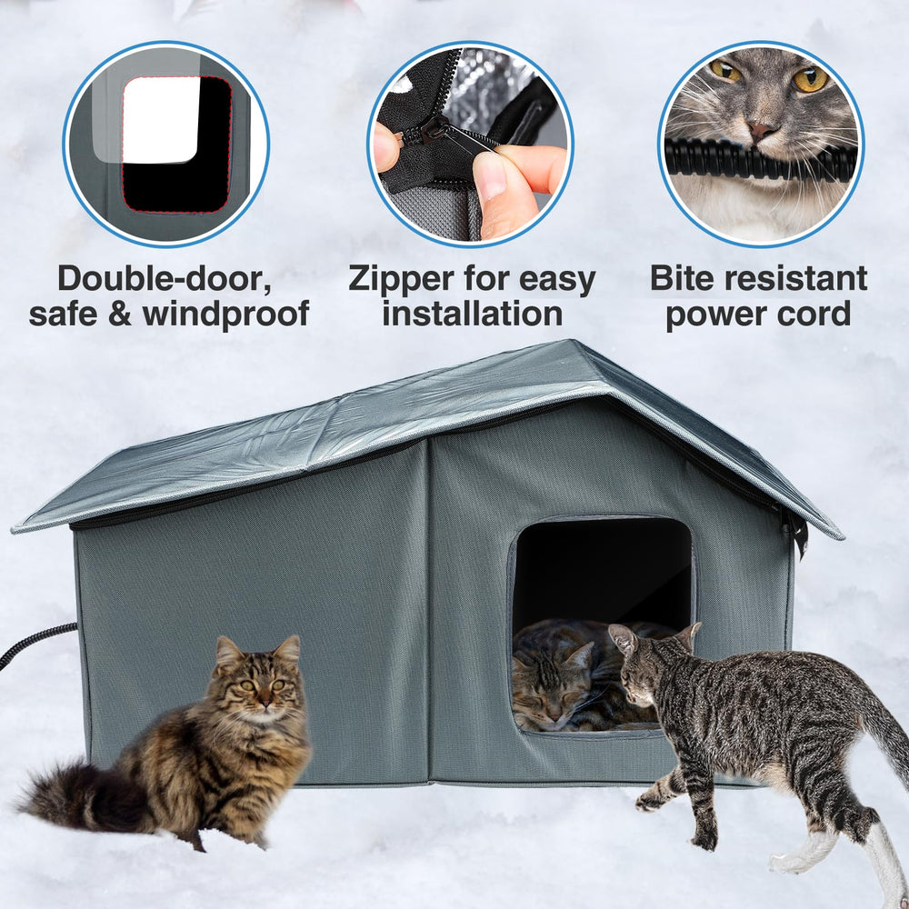MEWTOGO cat house placed in yard for outdoor shelter